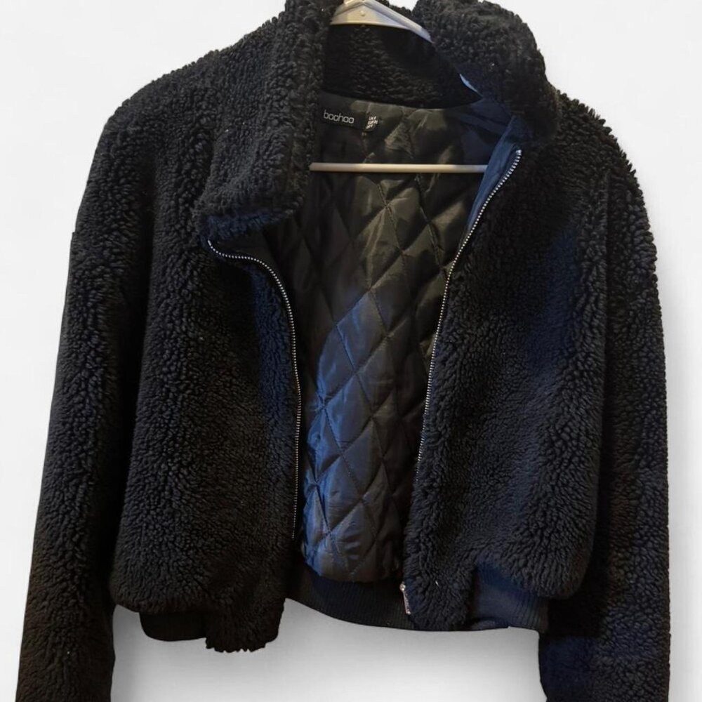 Boohoo Short Sherpa Collared Jacket